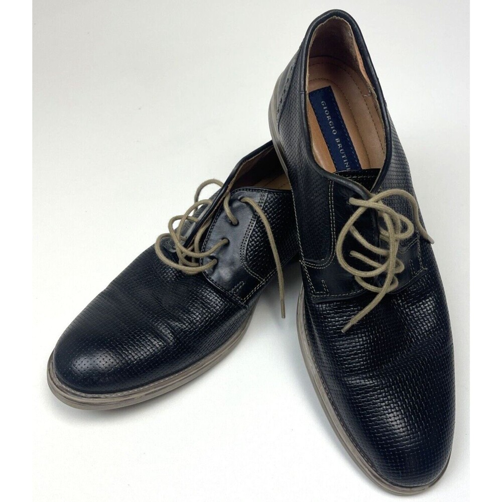 Georgio Brutini Mens Shoes Size 9M - Style 250651 Lace Up Black Leather Oxfords